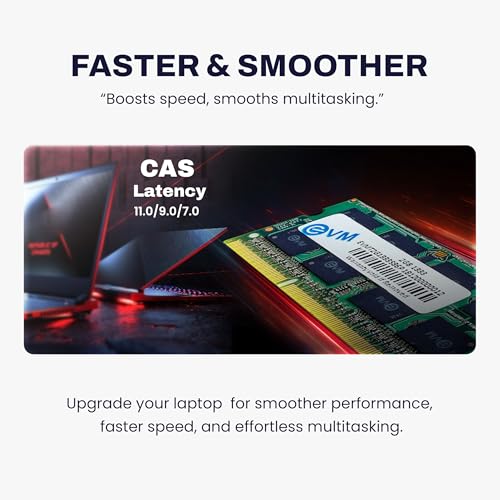 Image of EVM 2GB DDR3 Laptop RAM 1333MHz So-DIMM Memory - Boost Laptop Speed and Performance with Low Latency and Durable Design - 10-Years Warranty (EVMT2G1333S86P)