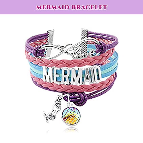 Rlgpbon Mermaid Gifts For Girls Drawstring Backpack,Makeup Bag,Mermaid Jewerly Necklace Bracelet，Hair Ties #TOP3