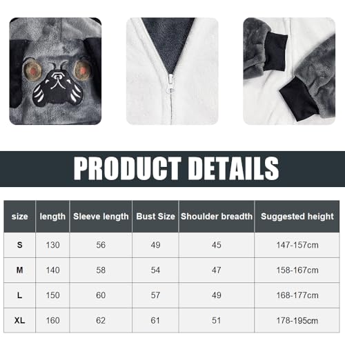 Bseical Mops Kostüm für Erwachsene Damen Herren, Tiere Onesie Tierkostüm, Karneval KostüM Herren S-XL