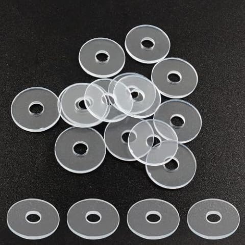 Qjaiune 10 Pack 3/4 Inch Clear Washers for Shower Door Handle, Plastic Washers Spacers Vinyl Replacement Parts Transparent Gasket, Plastic Flat Washer Clear Plastic Gasket for Standoff Cap Assemblies Cover