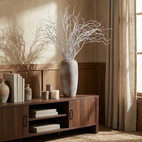 Image of Norme 6 Pcs 47.2 Inch Lifelike Curly Willow Branches for Vases Artificial Decorative Dried Twigs Tall Plastic Vine Bendable Stick for DIY Plant Crafts Farmhouse Wedding Home Hotel Decor (White Green)