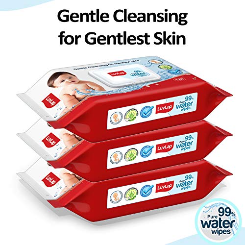 Image of LuvLap Paraben Free 99% Pure Water Nourishing Baby Wipes, with Fliptop Lid (72 Wipes /Pack, Pack of 3) & LuvLap Paraben Free 99% Pure Water Baby Wipes, with Fliptop Lid (72 Wipes /Pack, Pack of 6)