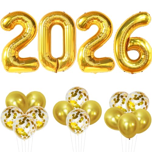 Image of KatchOn, Gold 2026 Graduation Balloons Set - Pack of 18 | Gold Graduation Decorations 2026 | 2026 Grad Balloons for Class Of 2026 Decorations, Grad Party Decorations, 2026 Balloons