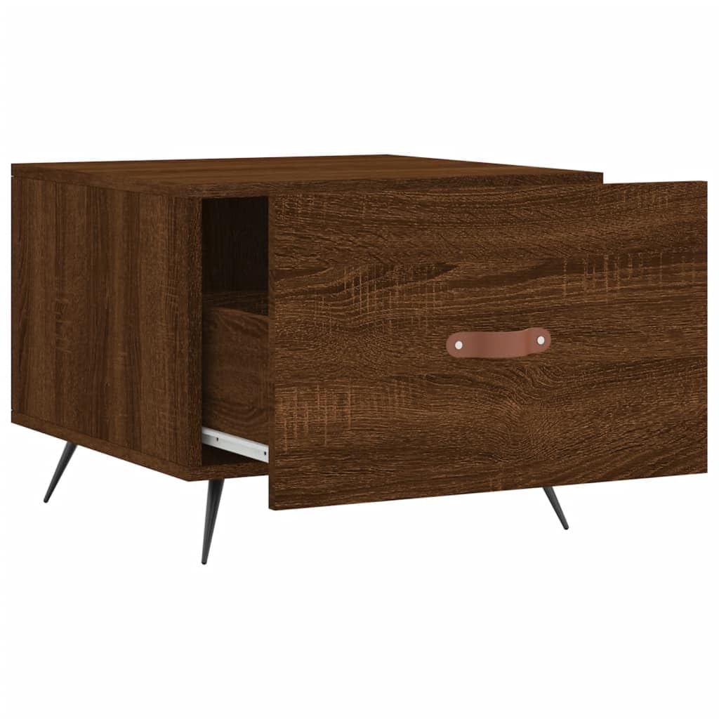 Homgoday Tavolino da caffè in rovere marrone, 50 x 50 x 40 cm, in legno ingegnerizzato, tavolino da tè per soggiorno, sala d'accoglienza degli ospiti, camera da letto e ufficio, tipo 2