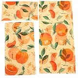 NUOBESTY 3 Feuilles D’Emballage Alimentaire Réutilisables à la Cire D’Abeille Tissu ...