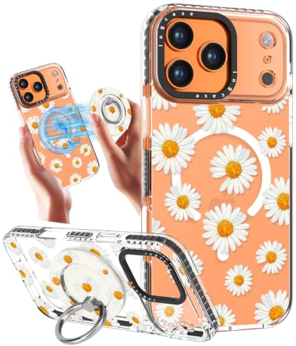 Coque antichoc iPhone 17 Pro Max fleurie anti-chute avec support
