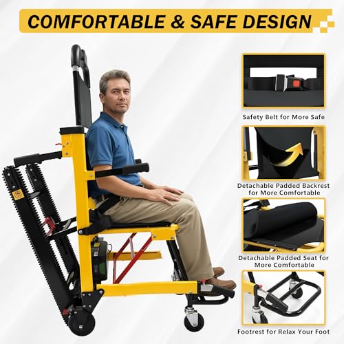 3-in-1 Electric Mobile Chair,Heavy & Durable Folding Chair for Outdoor & Indoor Max Load 480LBS, Weight,66LB,Yellow