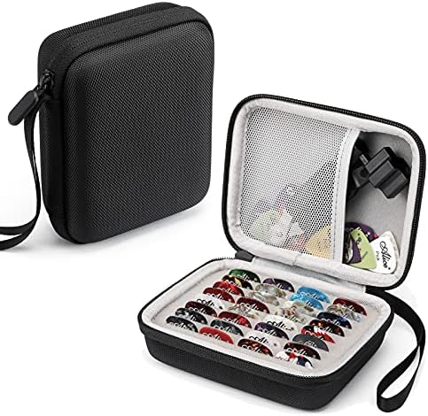 Liyacial Guitar Pick Holder Case Compatible for Fender, ChromaCast, D'Addario, JIM DUNLOP, Bolopick, Guitar Accessory Storage Pouch (black)