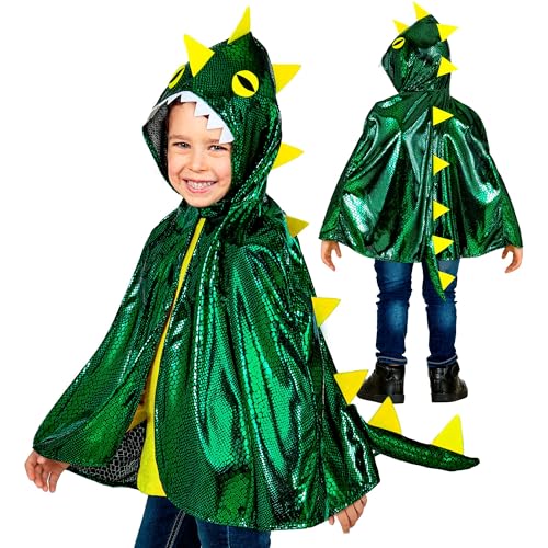 W WIDMANN MILANO Party Fashion - Kinderkostüm Drache, Umhang mit Kapuze, Dinosaurier, Feuerspeier, Tier, Mottoparty, Karneval