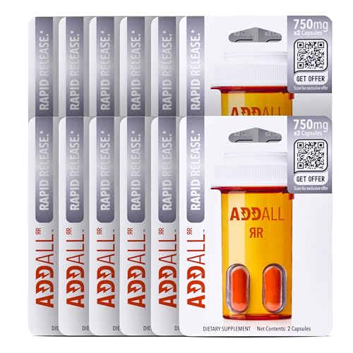Addall Rapid Release Supplement (12 Pack) #1 Effective Alternative Brain Supplement Substitute Pills Nootropic & Energy | No Crash | Science Backed Formula | 24 Capsules