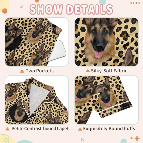 German Shepherd Leopard Print Pajamas Set Summer Button Down Sleepwear Pjs Sets Comfy Loungewear3