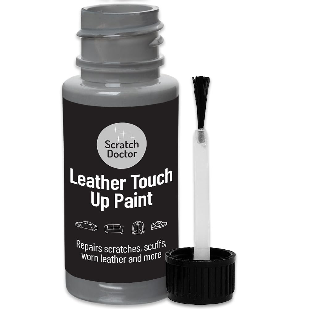 Scratch Doctor Leather Touch up Paint | For Furniture, Sofas, Cars Seats, Shoes, Handbags 15ml (Grey)