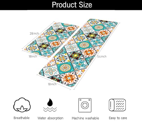 Image of ishro home Polyester Premium Kitchen mats for Floor Anti Slip|Machine-Washable |Waterproof| 2 Pcs Set| (18 x 55 + 18 x28 inches, Rectangular)