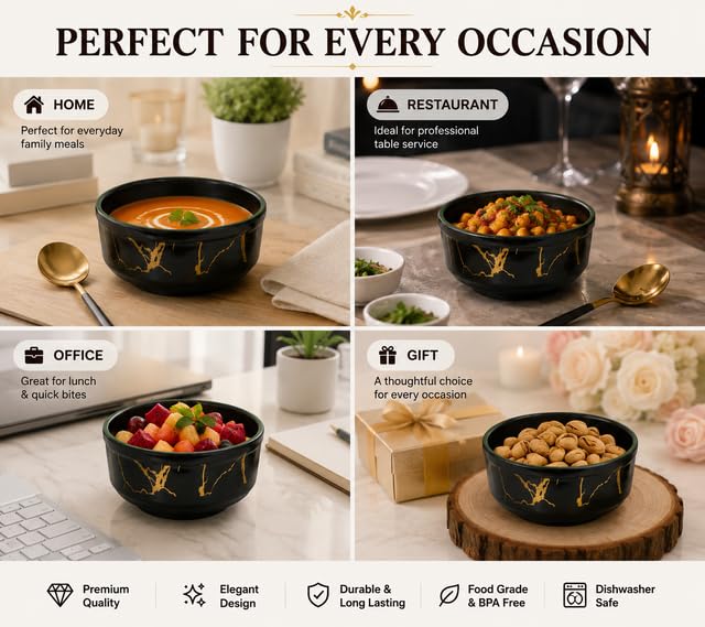 Image of Ariya 4.5 Inch Melamine French Bowls Black Aura Collection Set of 12