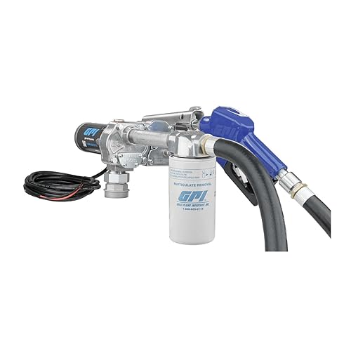 GPI M-180S Bomba de transferencia de combustible con kit de filtro 18 GPM 12 VCC boquilla de apagado automático manguera de 12 pies cable de