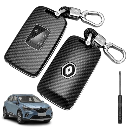 Etui Carte pour Renault, 1 pièce pour Megane 4, Coque Carte pour Renault, Porte Clé pour Carte pour Renault, Porte Clé pour Renault, pour Texture en Fibre...