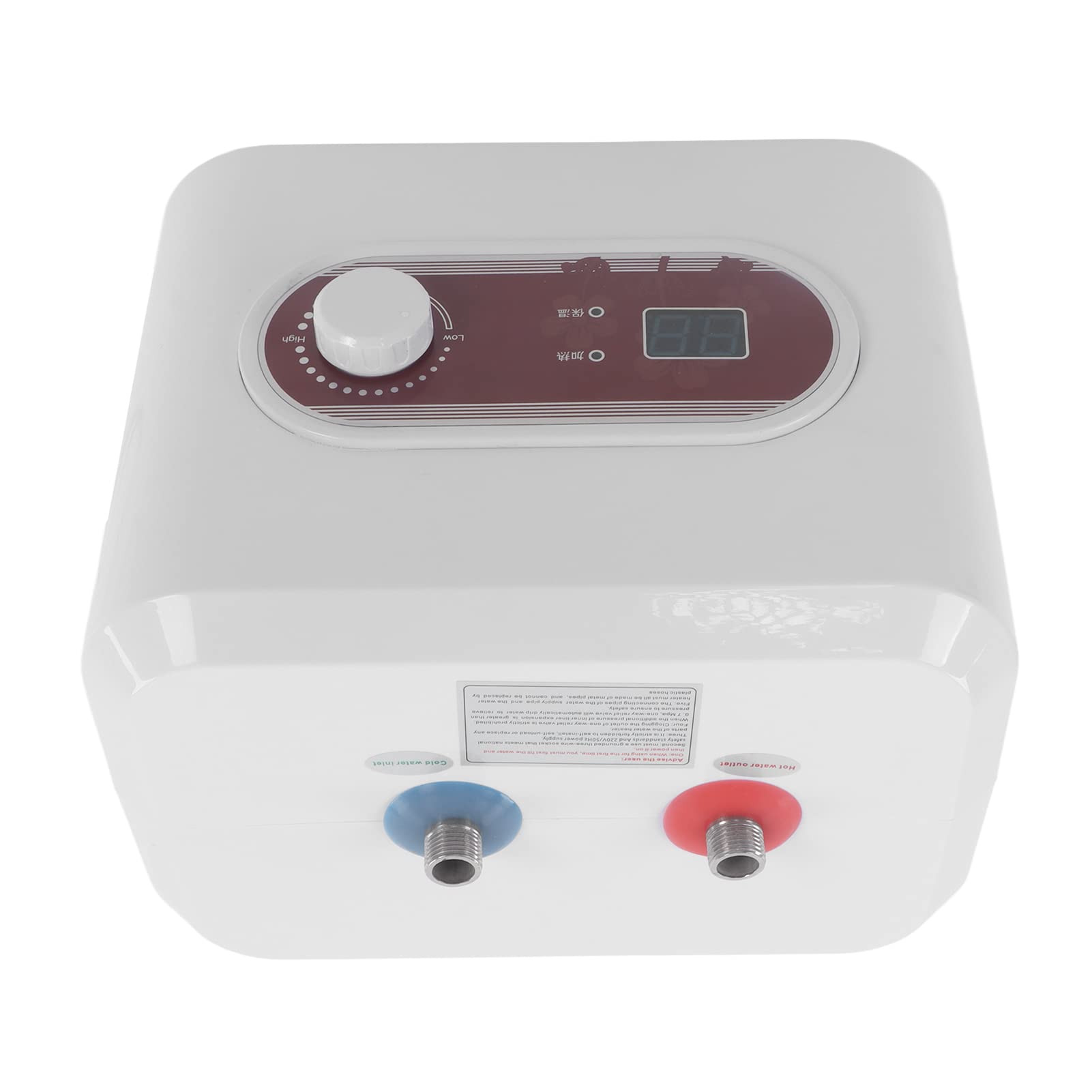 Fdit Scaldabagno Elettrico 8L, Mini Boiler con Controllo della Temperatura, | Riscaldamento in Acciaio Inox 316, Scocca ABS, 30-65℃, 0,02 MPa, Uso Domestico Compatto