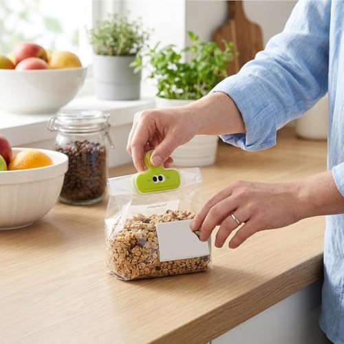 Image of 12PCS Cartoon Funny Face Packet Sealer Clips - Reusable Set for Food Storage, Sealing Snacks, and Kitchen Organization