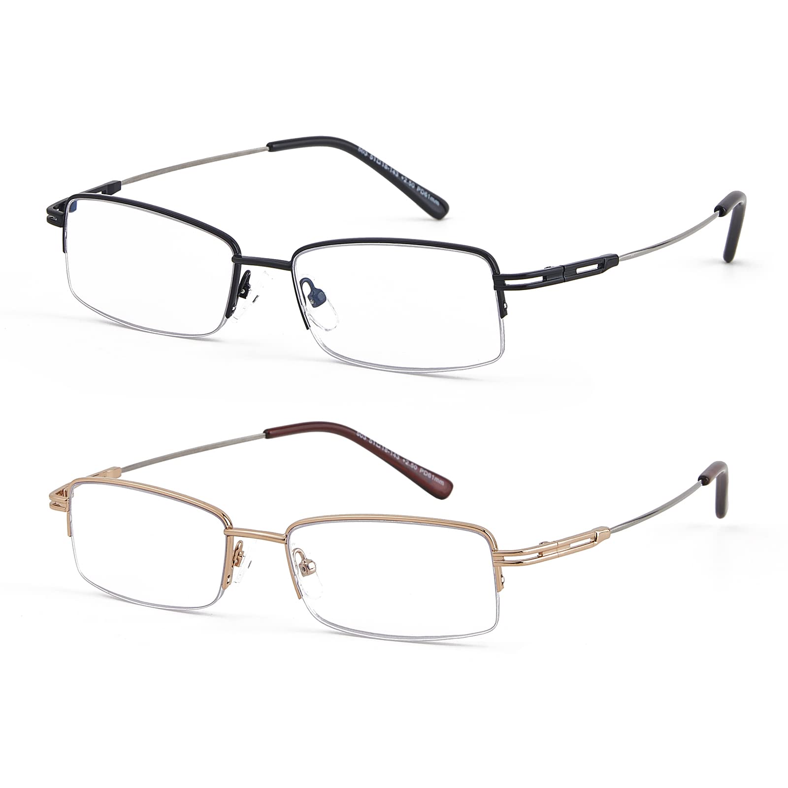Buy Half Frame Reading Glasses Men Semi Rimless Metal Wide Designer Computer Reader Unbreakable