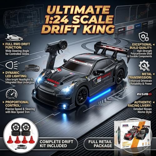 Image of TheLittleOnes 4x4 Rc Drifting Car - Rc Drift Cars High Speed Remote Control Drift Car 2.4GHz Remote Control Drift Stunt Off Road Cars 360 Rotation Toys For Kids & Adults Boys & Girls [ShadowDrift Pro