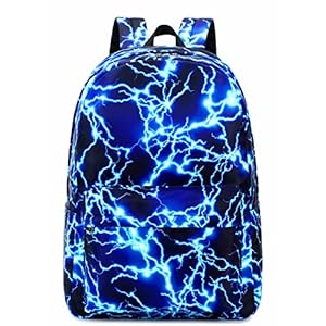 Boy School Backpack Elementary Middle Lightning Bookbag Laptop Teenager Waterproof Lightweight 17 Inches (1-Blue)