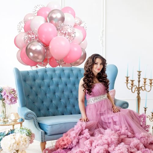 Ballons argentés métallisés et roses de qualité supérieure pour réception chic - 6