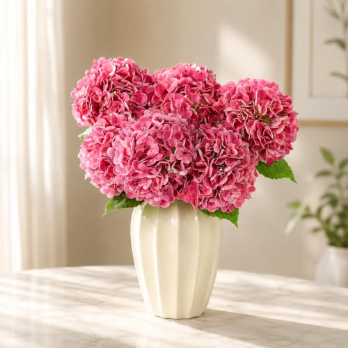 Image of CURATED CART Hydrangea Artificial Flowers with Stem, 1 Stick for Home Decor, Party, Living, Office Table, Realistic Look, Fake Flowers, 12 Inch, Light Green