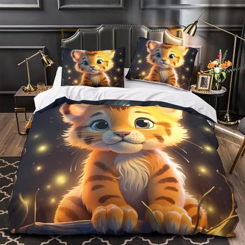 Housse de couette tigre 3D lavable en machine de qualité durable - 3