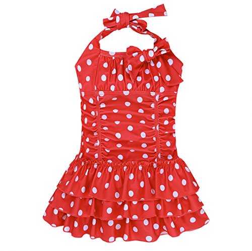 easyforever Kids Girls One Piece Adjustable Straps Tie Back Polka Dots Swimsuit Swimwear Hawaiian Bikini Bathing Suit3
