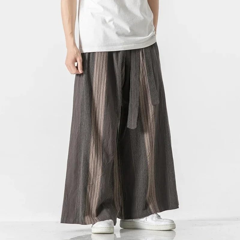 Men Striped Cotton Linen Wide-Leg Pants Retro Chinese Style Male Casual Joggers Trousers4
