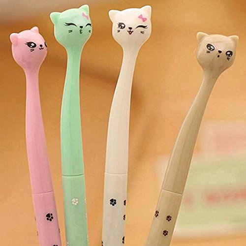 4 bolígrafos gel negro 0.5 mm forma gato kawaii miniatura 7