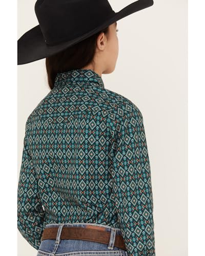 GIRLS LONG SLEEVE SNAP DIAMOND AZTEC PRINT WESTERN SHIRT4