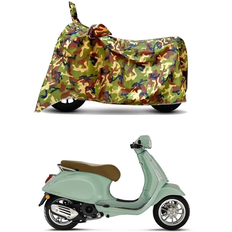 Image of Waterproof 100% PVC Coated Bike Scooty Two Wheeler Body Cover Compatible for Vespa Elettrica STD /UV-Rays /Heat Protection /Birds Dropping /Scratchproof /Dust Proof [6X6 Jungle Print]