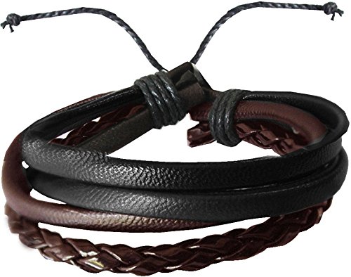 Bronze Leather Multistrand Bracelet For Men-image-36