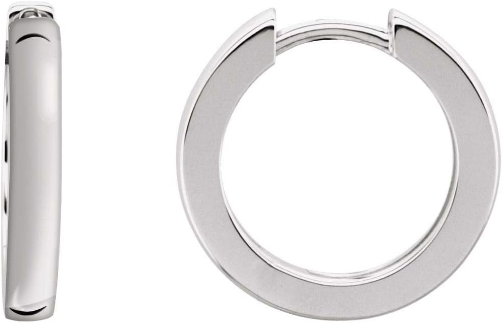 Solid 925 Sterling Silver 16mm Hinged Hoop Huggie Earrings (16mm x 2.5mm)