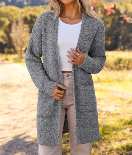 Image of MEROKEETY Women's Long Sleeve Soft Chunky Knit Sweater Open Front Cardigans Outwear Coat