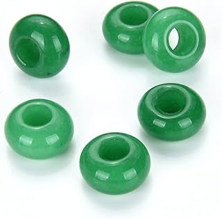 10pcs Natural Green Jade Healing Gemstone 14mm x 8mm Rondelle Round Donut Spacer Beads (Large Hole 5.6mm) For Charm Jewelry Macrame Making GW-A7