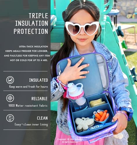 Mibasies KLB0075_MBUS Kids Lunch Box For Girls And Boys Age 2-10, Reusable Insulated Lunch Bag, Mermaid Tail thumb #3