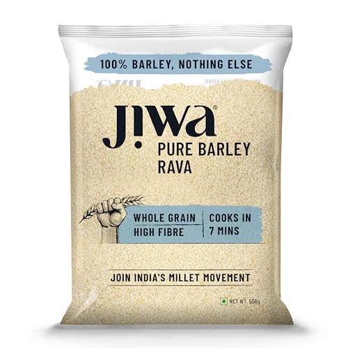 Image of Jiwa Pure Barley Rava | 500 G | Cooks In 7 Minutes | Millet | Jau Rava | Low GI | Suitable for Diabetics