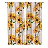 wanxinfu 2 Panel Kitchen Cafe Curtains, Sunflower Newspaper Clipping | Sunlight Filtering Nature Air Through, Home Decor Window Covering Tier Curtains for Bedroom Living Room 80W x 63L inch