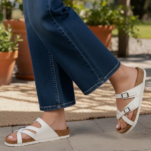 Image of AEROTHOTIC Recovery Slides for Women Cork Footbed Adjustable Straps Sandals