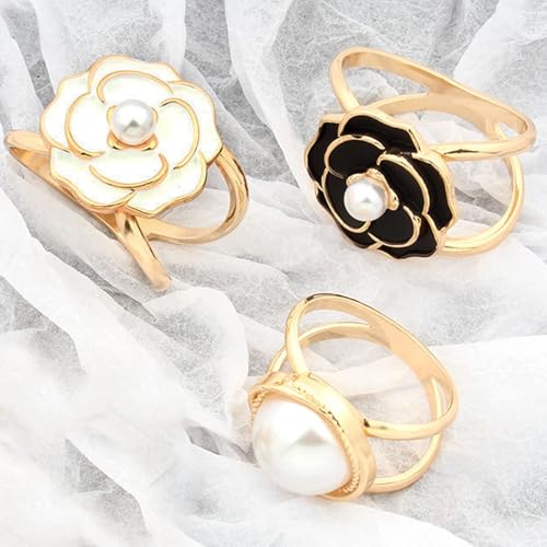Image of 2 Pcs Scarf Ring Clips for Women Metal Shirt Tightener Cinch Buckle for Silk Scarf Shawl Blouse Sweater T Shirt Clothing Accessories