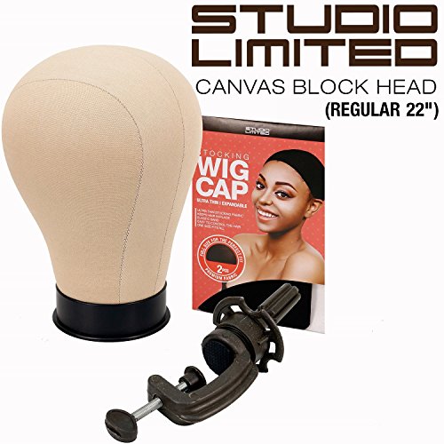 Studio Limited Wig Display Mannequin Canvas Block Head 21" to 24", Wig Display Head (22")