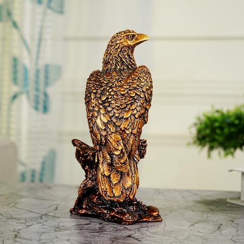 Image of Artarium Mighty Golden Eagle Showpiece Beautiful Bird Statue Feng Shui Bird Figurine Sculptures Handmade Decorative Showpiece for Home Decor Pooja Room Gifting (Mighty Eagle Antique 8.66 Inch)