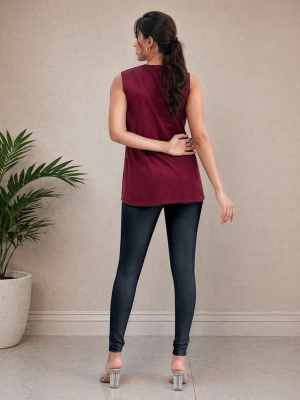 Image of TRENDMALLS Women's Microfiber Elastane Stretch Soft Churidar Length Leggings with Ultrasoft Waistband