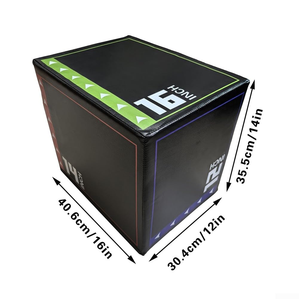 Weiche Plyometrische Box; 3-in-1; verstellbare Schaumstoff-Sprungplattform für Heim-Fitnessstudio; Krafttraining und Cardio-Übungen; Schwarz (30 x 40 x 45 cm)