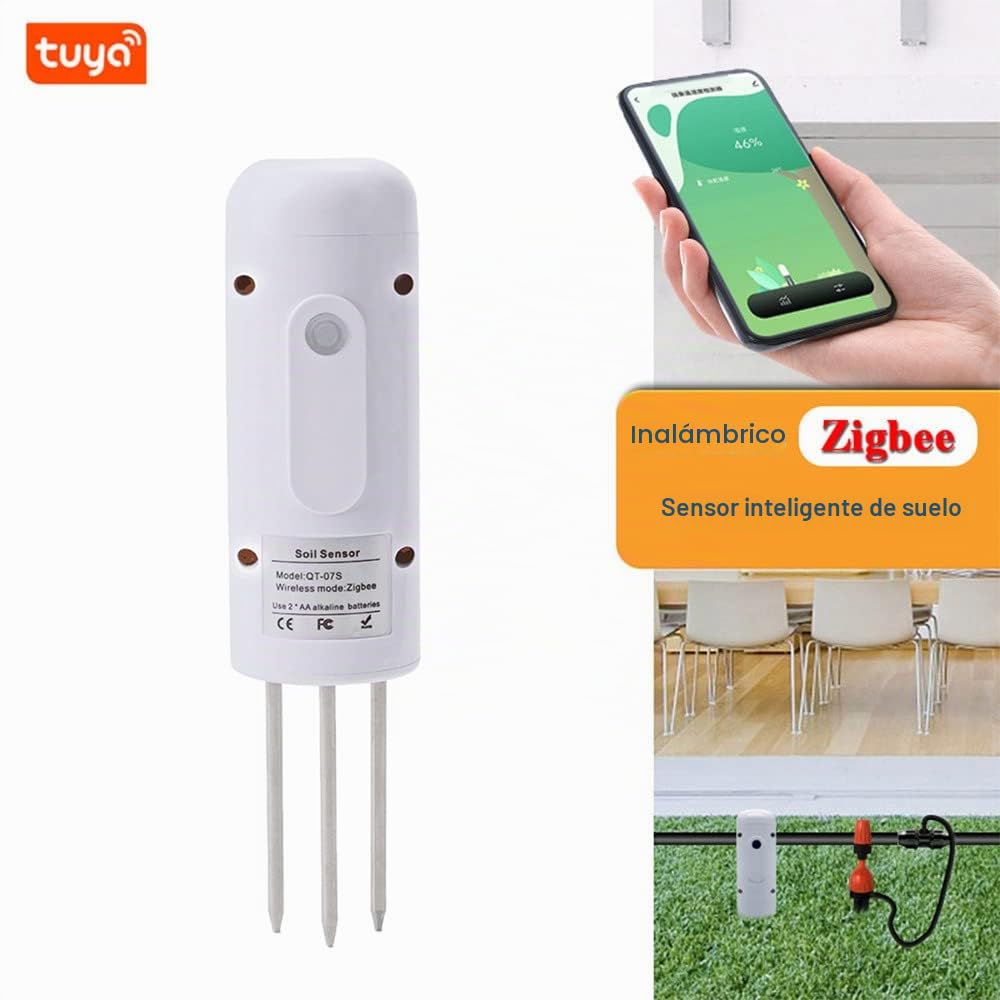 Tuya Zigbee - Probador de humedad de suelo inalámbrico, medidor de humedad de temperatura y humedad, monitor de plantas, detector impermeable IP67 para plantación de jardín