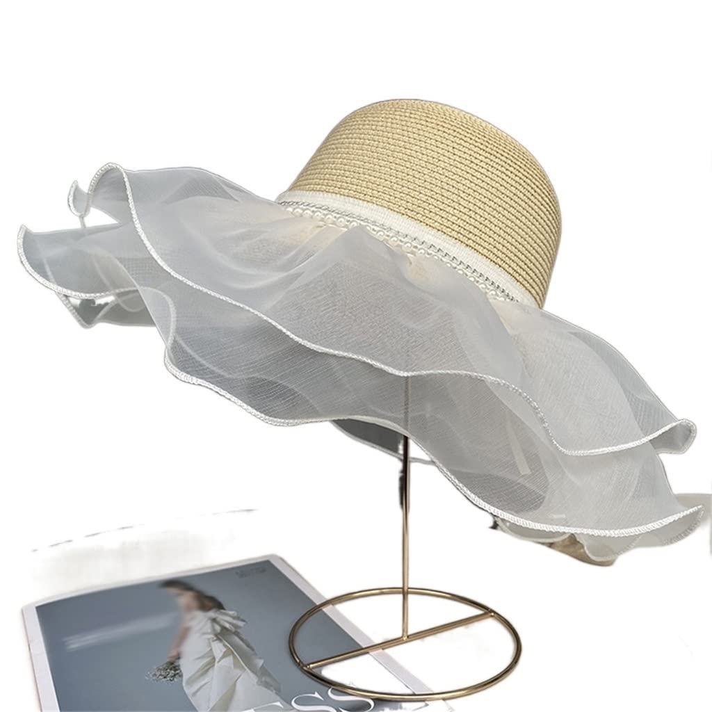 Cappello da Spiaggia a Tesa Larga Cappello da Sole Estivo per Donna Cappello da Sole in Pizzo