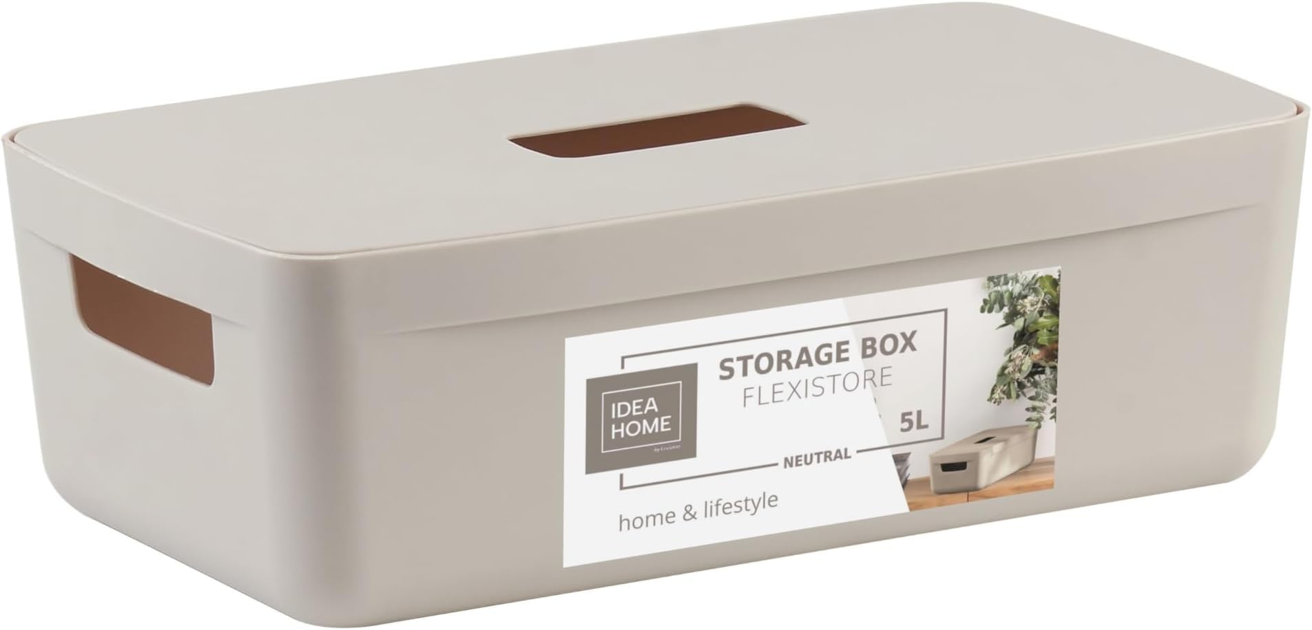 IDEA HOME Caja de Almacenamiento con Tapa - Caja de Almacenaje de Plástico - Caja Organizadora para Baño Estantería con Tapa, 5L (Paquete de 6)