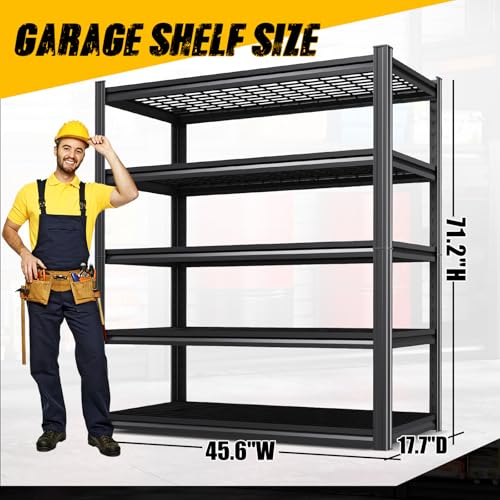 Image of 2-Pack Heavy Duty Garage Shelving for Garage, Warehouse & Workshop Storage Organization, 71 inch H x 46 inch W x 18 inch D Adjustable 5-Tier All Metal Wire Shelf for Tools, Storage Bins & Bulk Items